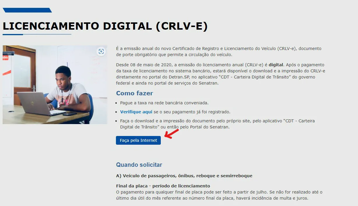 Clique em Faça pela internet - Como IMPRIMIR DOCUMENTO do VEÍCULO (CRLV DIGITAL) 2022