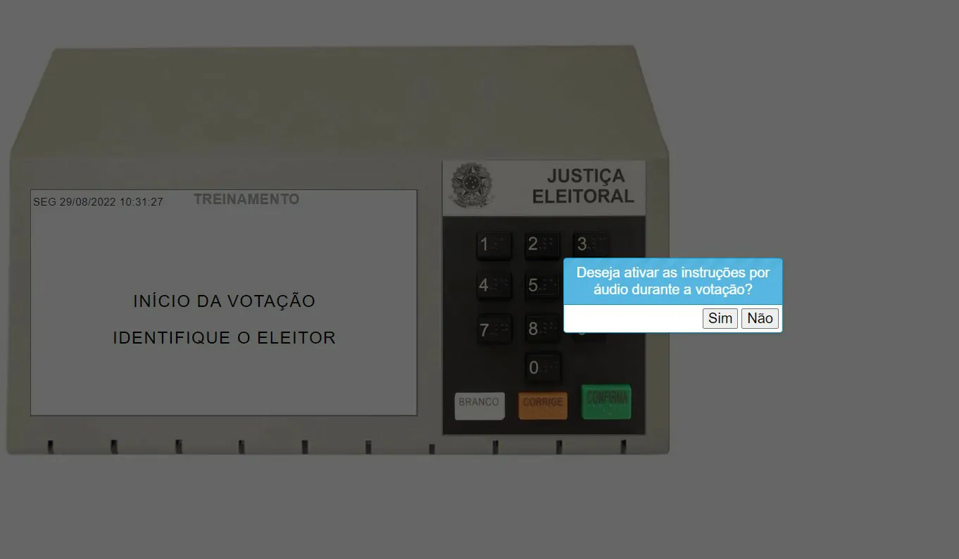 Clique em sim ou não - Como usar emulador de voto eletrônico