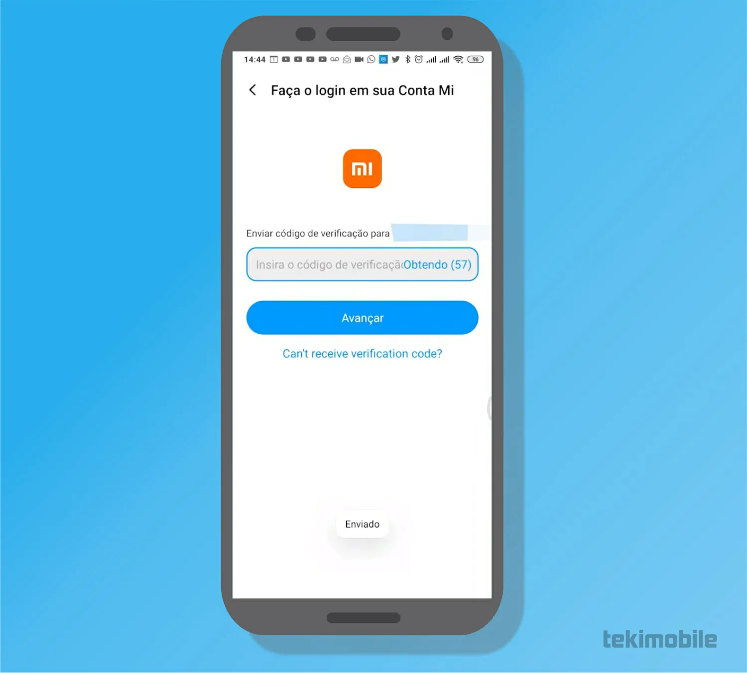 Digite o código - Como criar conta Mi em celulares Xiaomi e ativar serviços