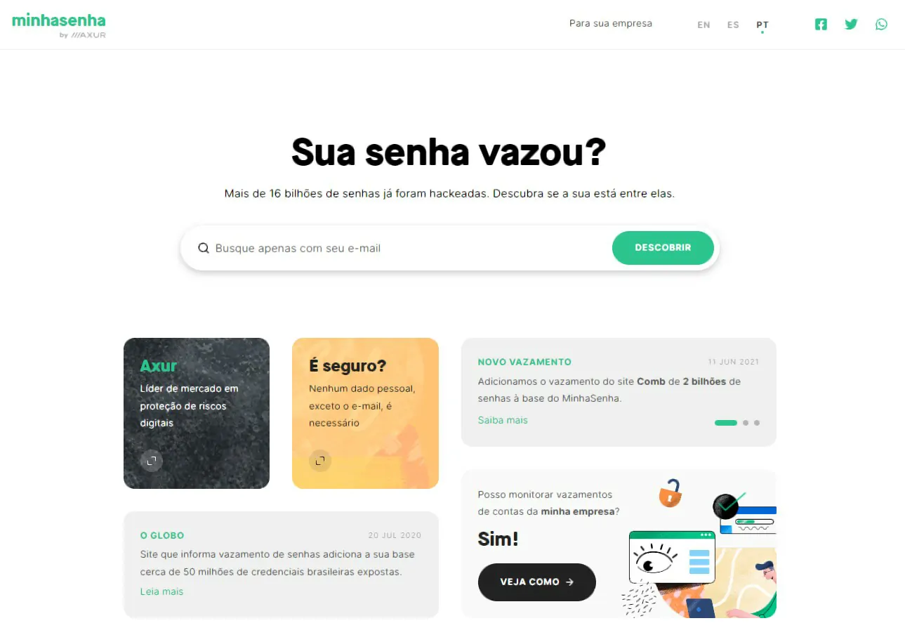 Minha senha - 4 sites para descobrir se teve dados vazados