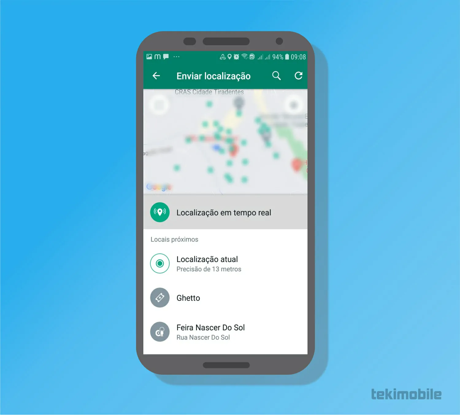 Toque em Localização em tempo real - Como rastrear pelo WhatsApp~1