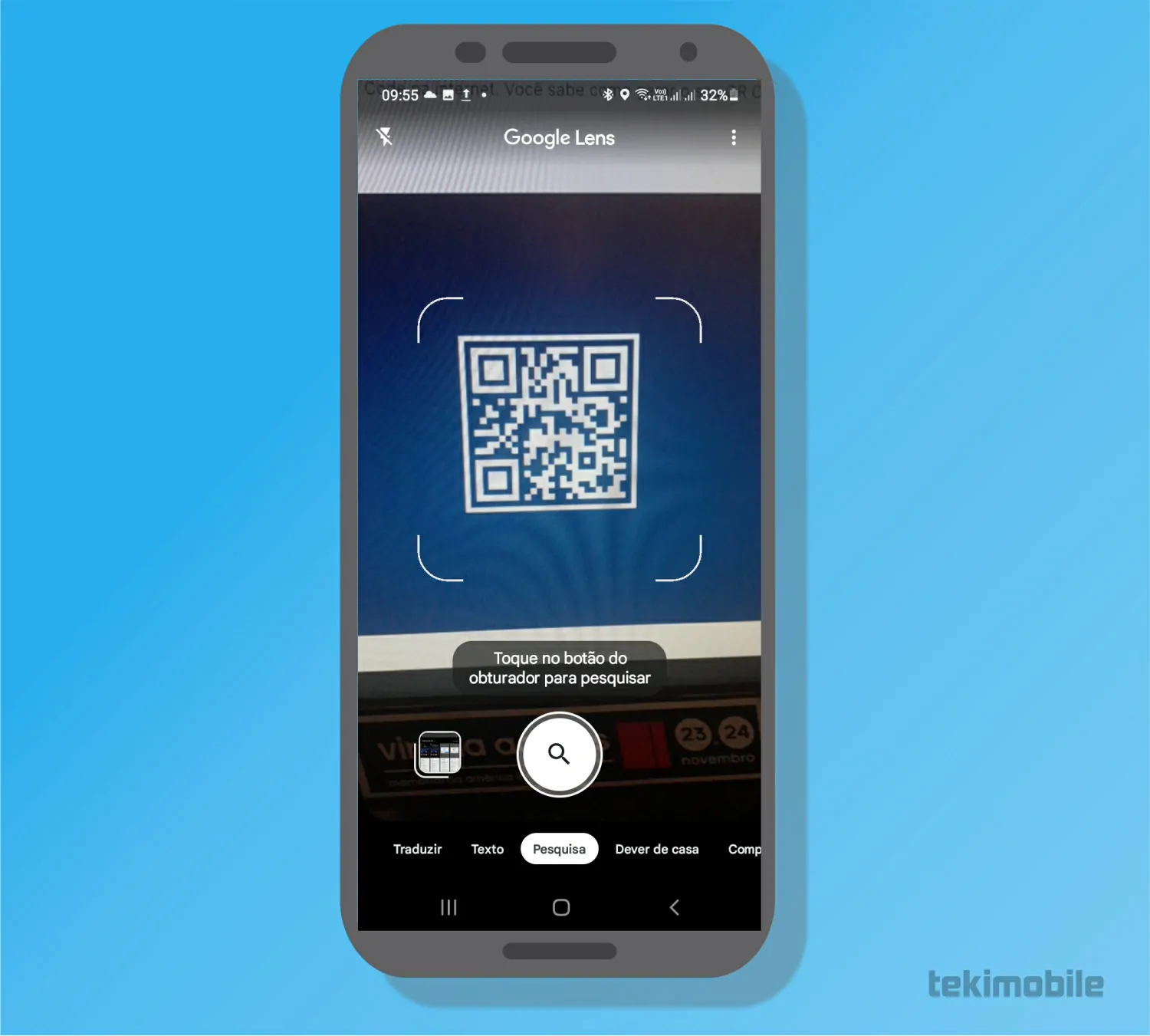 Toque sobre o ícone de pesquisar - Como ler QR Code no celular Android e iPhone