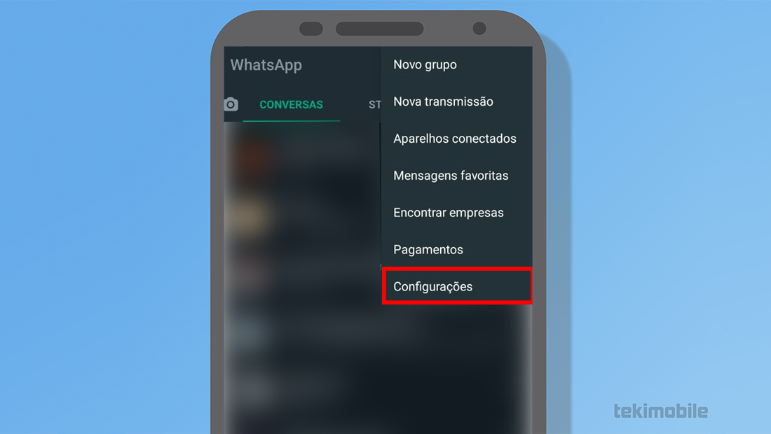 Vá nas configurações a partir de qualquer dispositivo