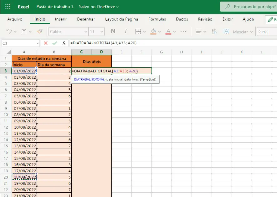 feriados - Como calcular dias úteis no Excel