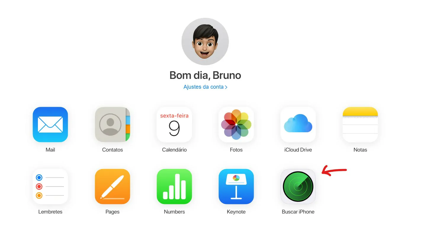 Clique em Buscar - Como formatar o iPhone sem estar com ele, remotamente