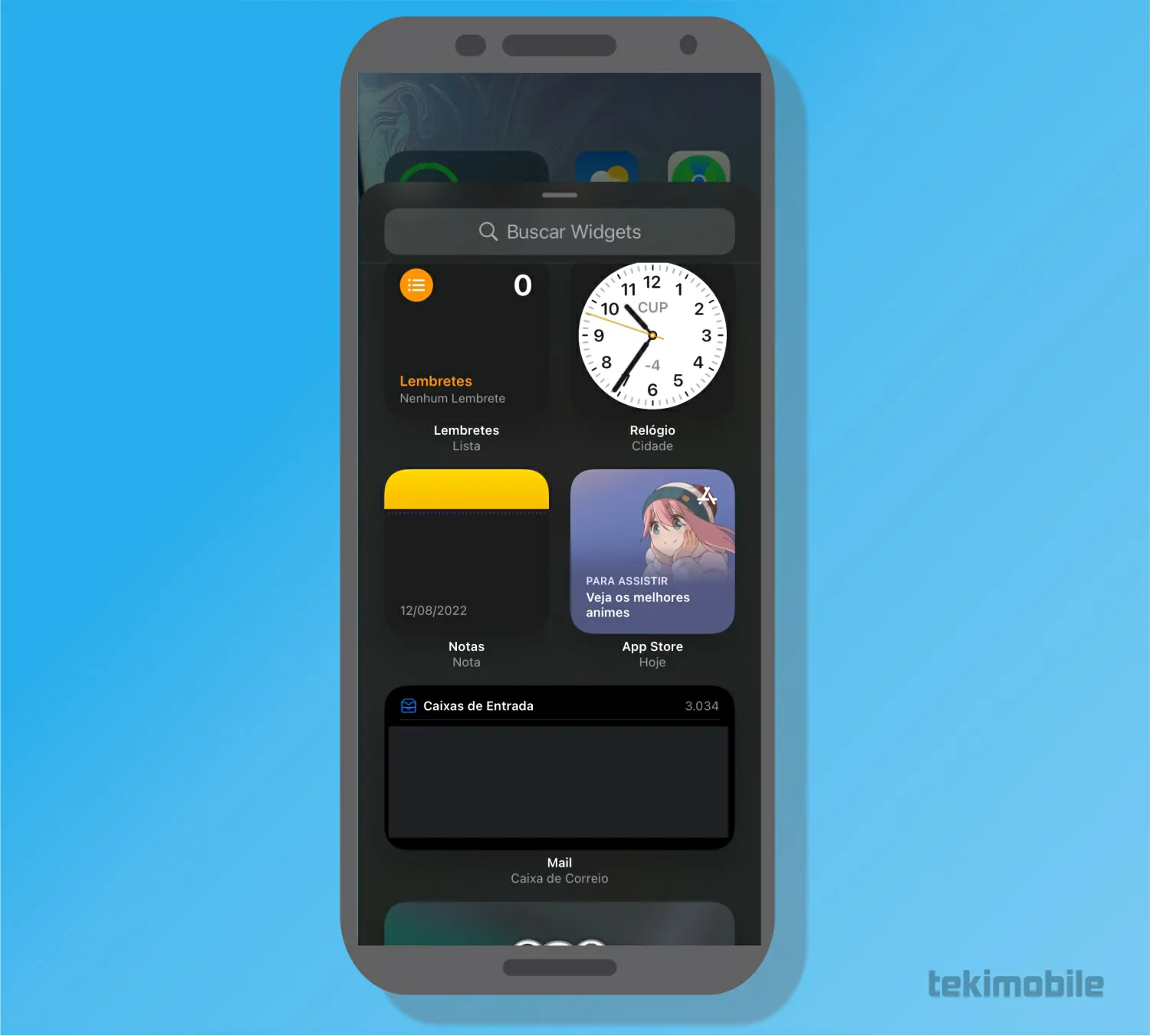 Escolha o Widget - Como colocar Widgets no iPhone