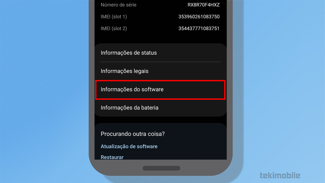 Busque a seção com informações do seu Android