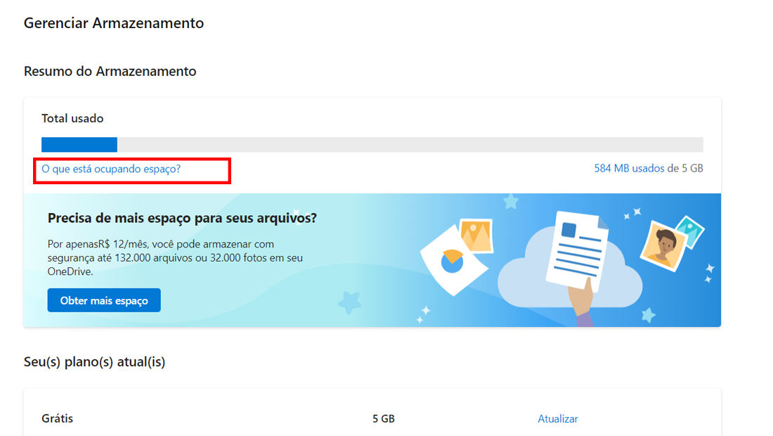 Aprenda como liberar espaço no OneDrive