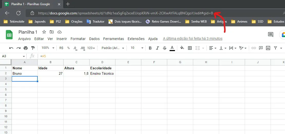 Copie o link da sua planilha - Como linkar uma planilha em outra no Google Planilhas