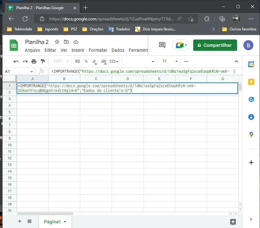 Estruturas do texto - Como linkar uma planilha em outra no Google Planilhas