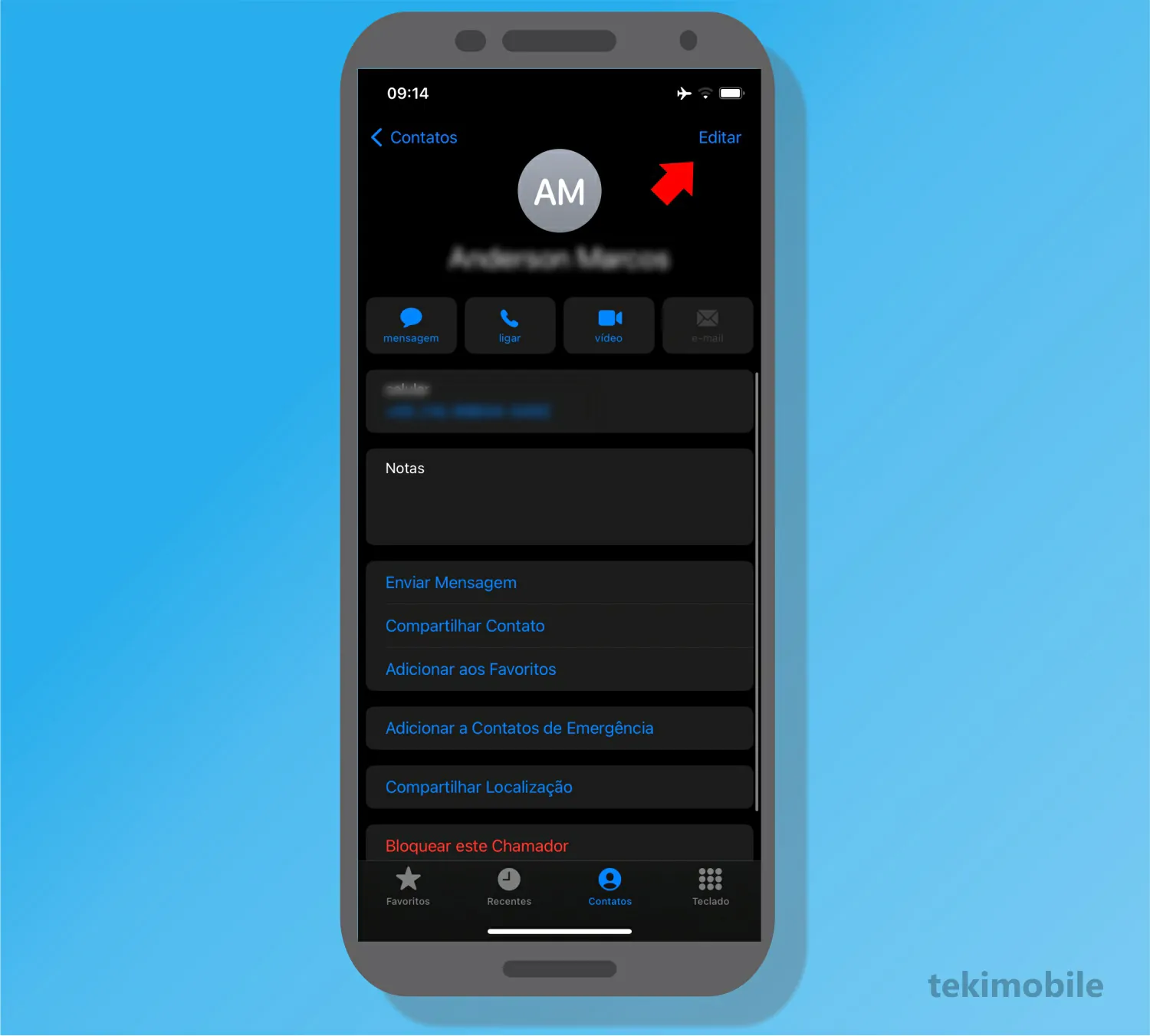 Selecione Editar no contato - Como excluir contato do Whatsapp [Android e iOS]