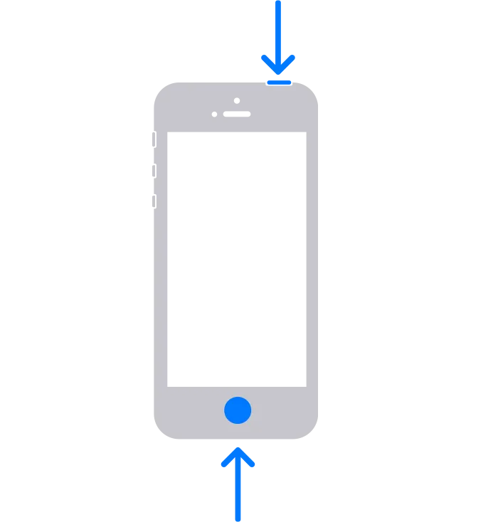 iPhone com botão Home e botão na parte superior - Como tirar print no iPhone