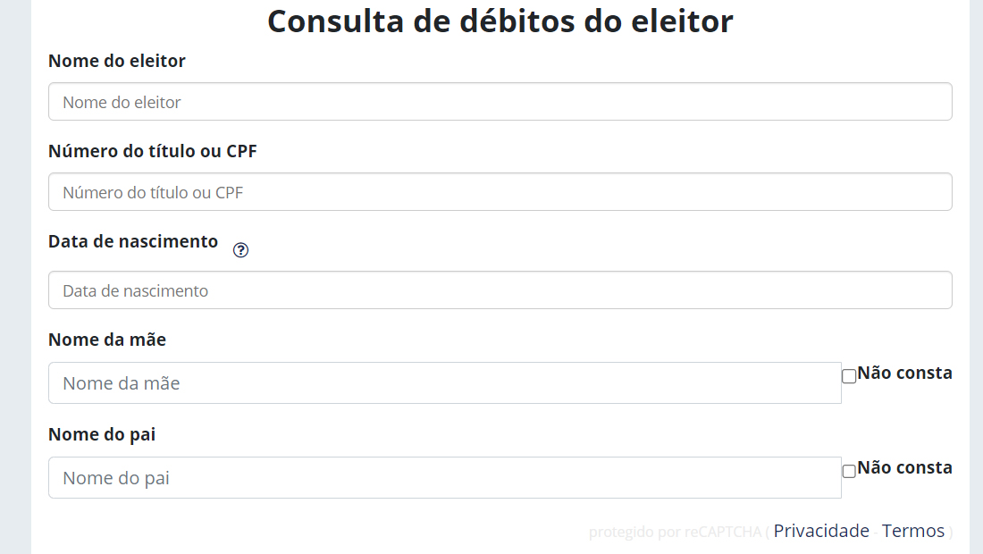 Informe corretamente os dados