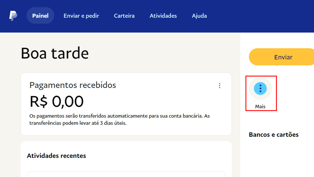 como criar fatura no paypal clique em mais