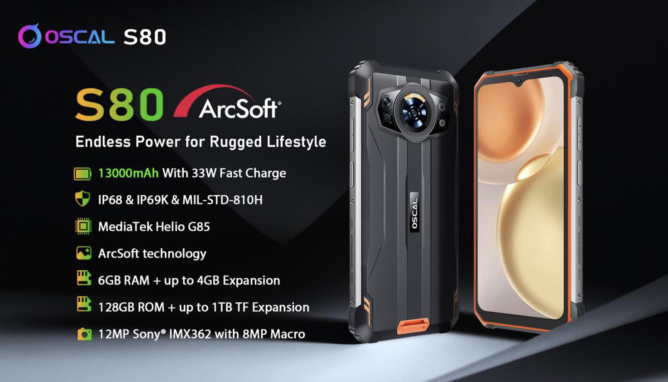 Oscal lança celular robusto Oscal S80 com bateria de 13.000 mAh por apenas R$ 1 Mil 2