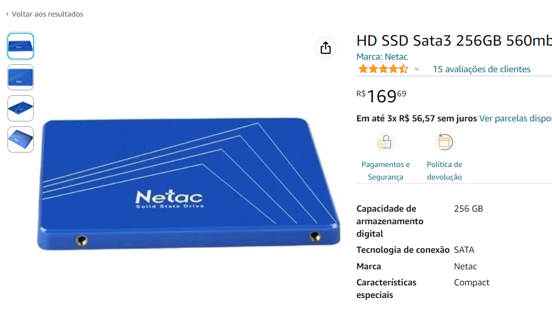 SSD de 256gb netac