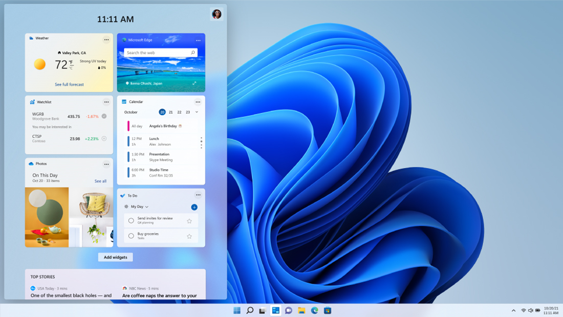 windows 11 funções widgets