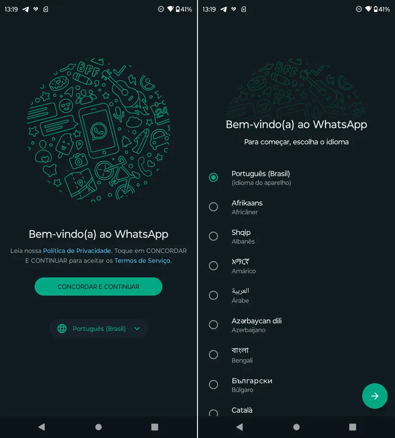 Instalando e abrindo o segundo celular para usar o WhatsApp