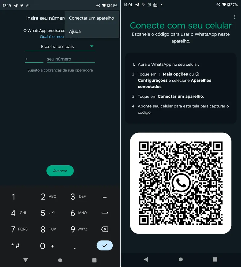 Deixando o segundo celular com WhatsApp para abrir a mesma conta