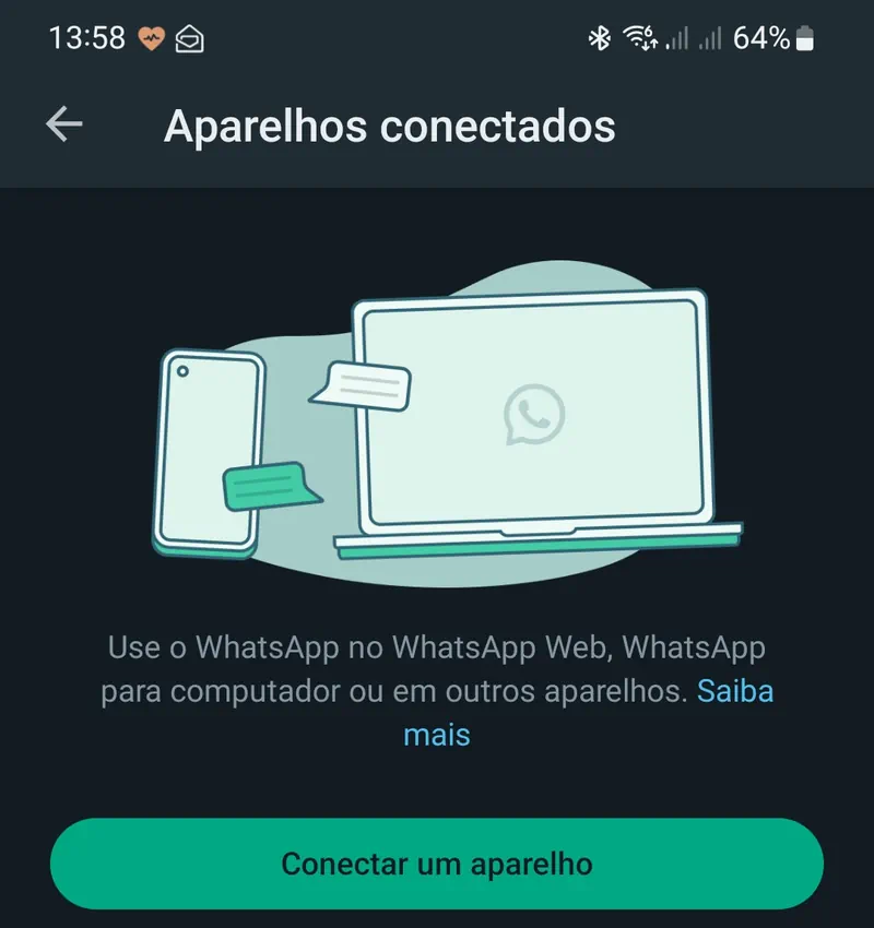 Escaneie o QR Code do WhatsApp do segundo celular