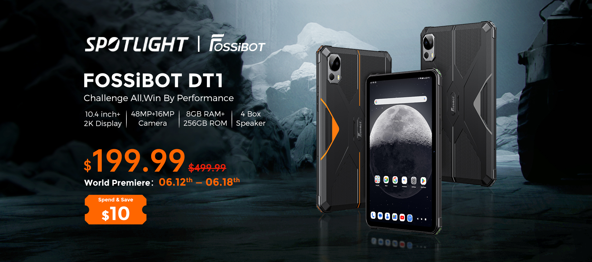 FOSSiBOT DT1 lançamento mundial: $189.99 para um tablet robusto de 16GB + 256GB 6