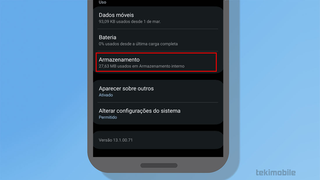 armazenamento samsung android