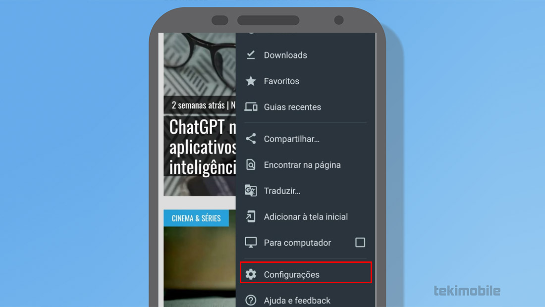 configurações chrome