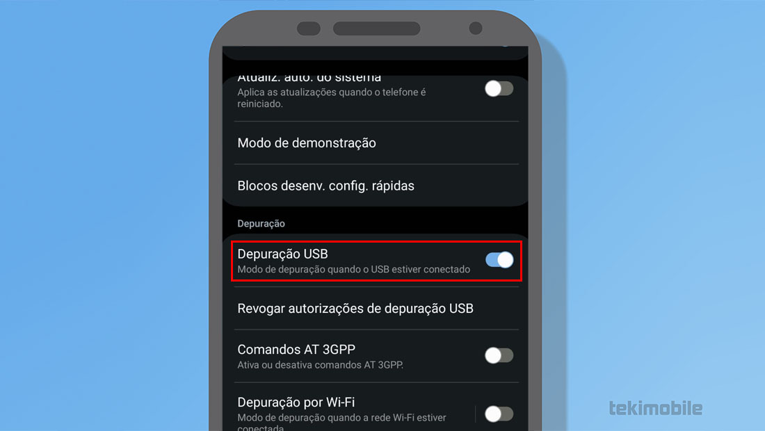 depuração usb android