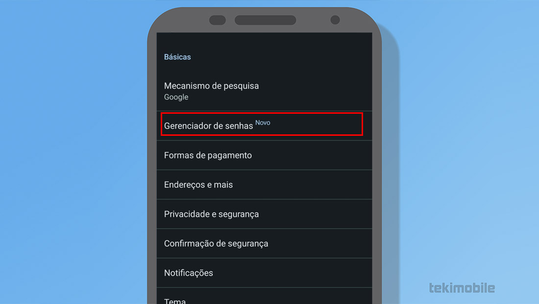 gerenciador de senhas chrome