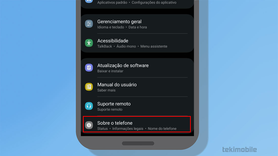 sobre o telefone android