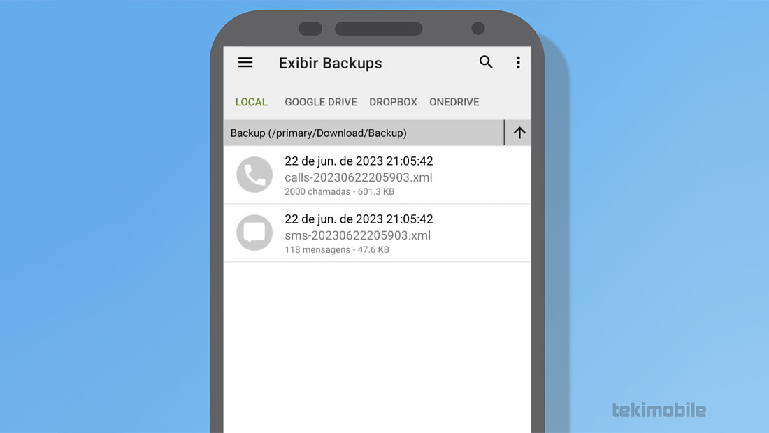 ver backups Android