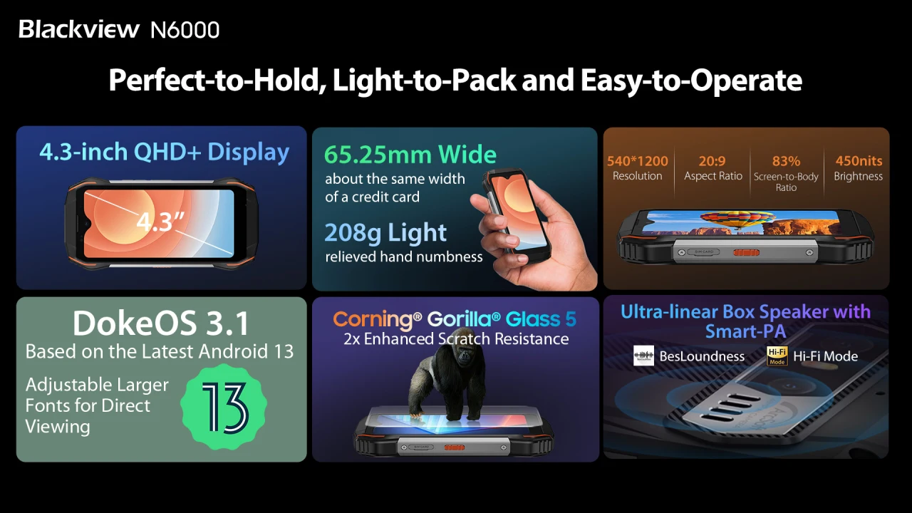 Blackview-N6000 é um mini celular robusto com tela de 4,3 polegadas e boas especificações 8