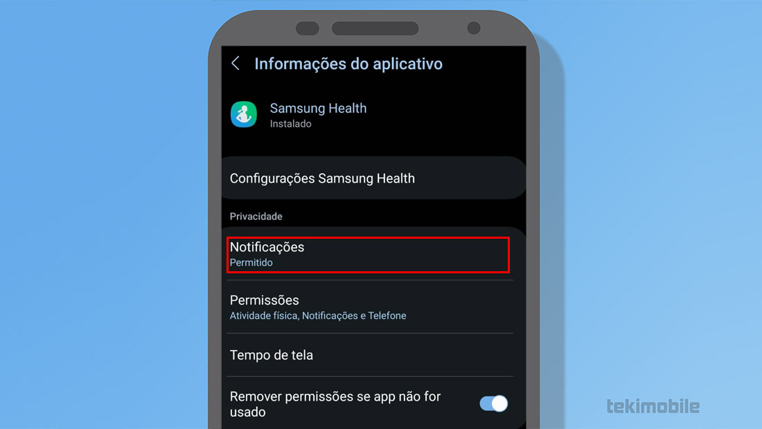 notificações samsung health