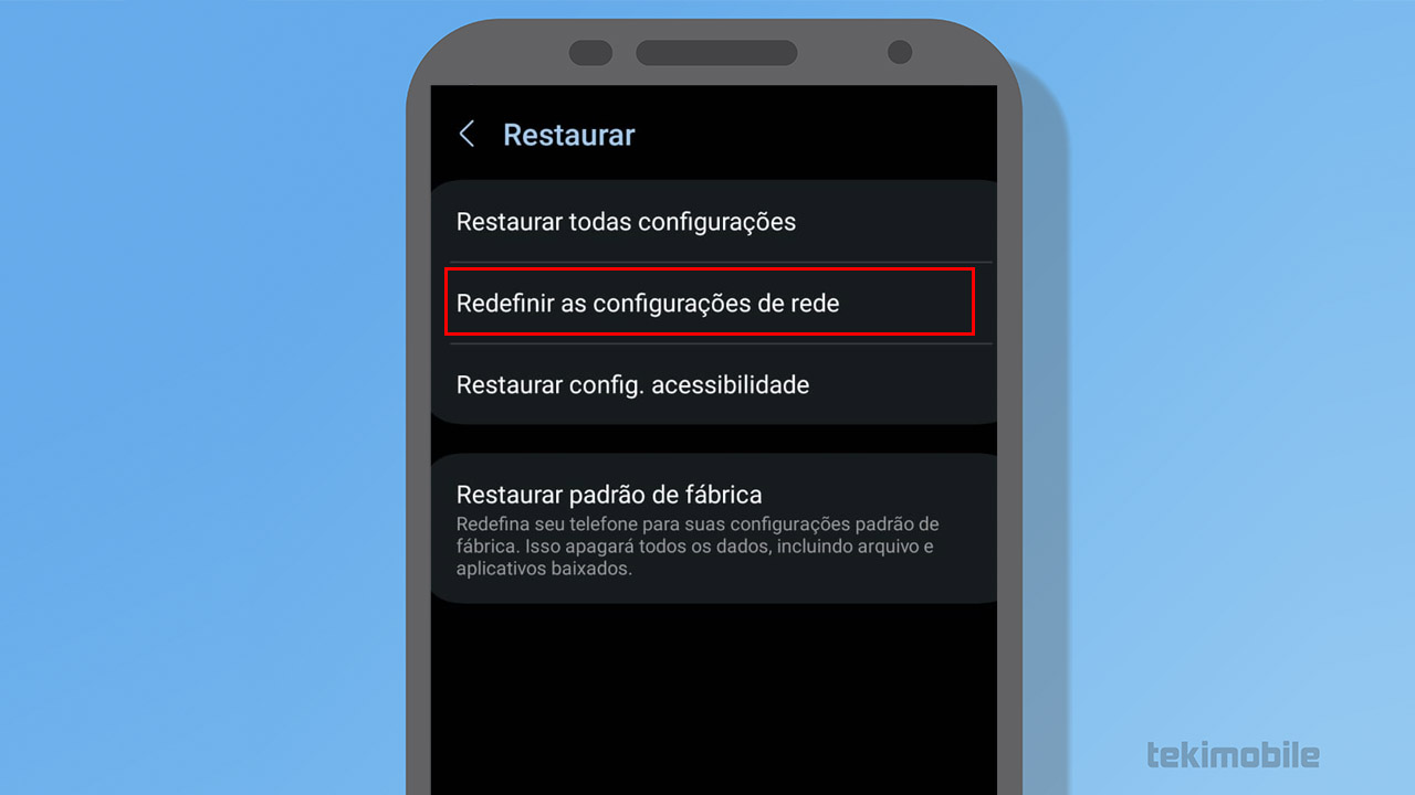 redefinir android rede