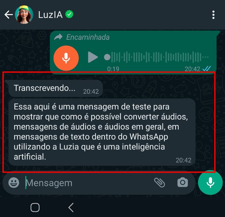 Como converter mensagens de áudio do WhatsApp em texto com a Luzia ChATGPT