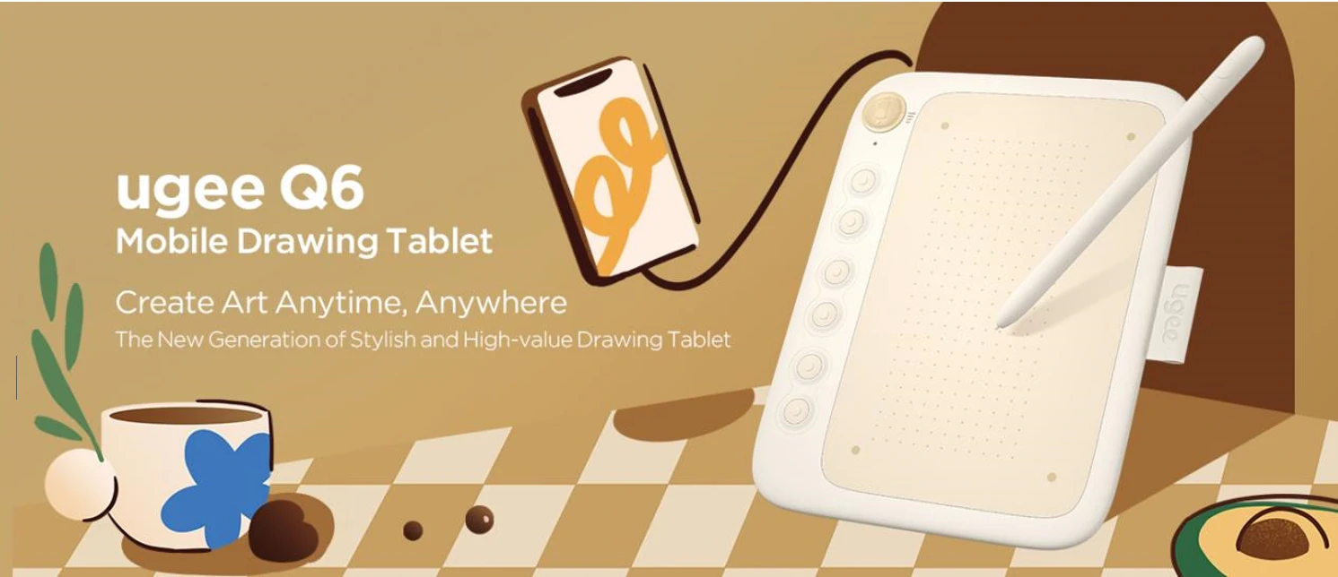 Ugee Q6: um tablet de desenho com extrema Portabilidade e Precisão 1