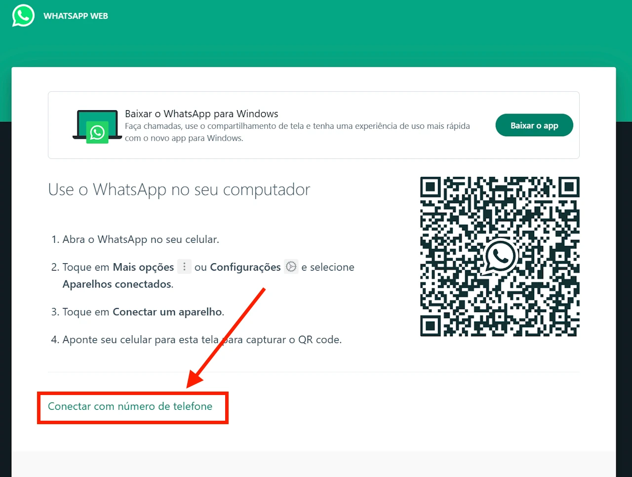Como conectar o WhatsApp Web sem usar o QR Code 3
