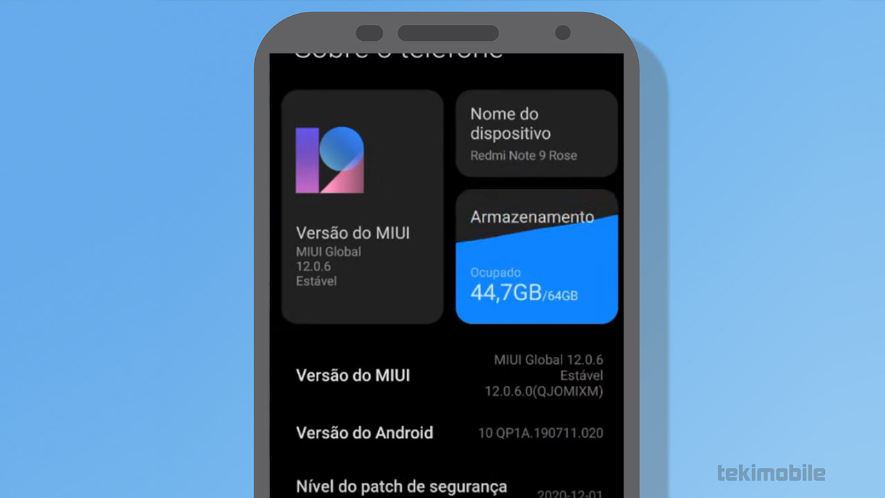 versão do MIUI Android