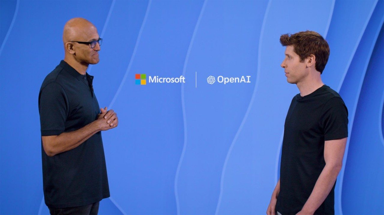 CEOS da Microsoft e da OpenAI frente a frente