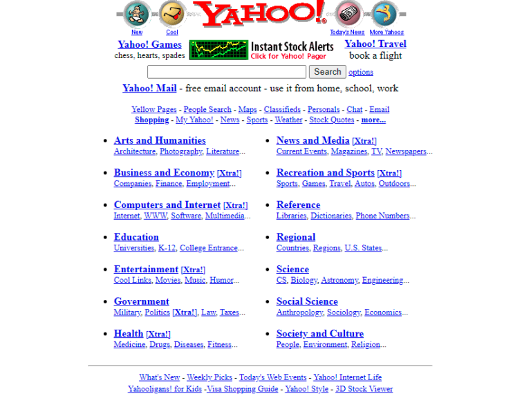Yahoo é um exemplo da Web1