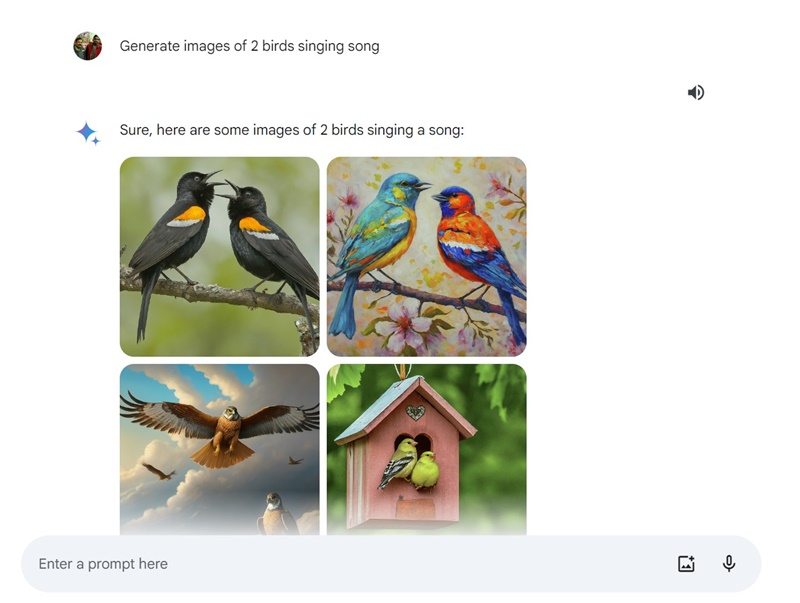 Gere imagens de 2 pássaros cantando