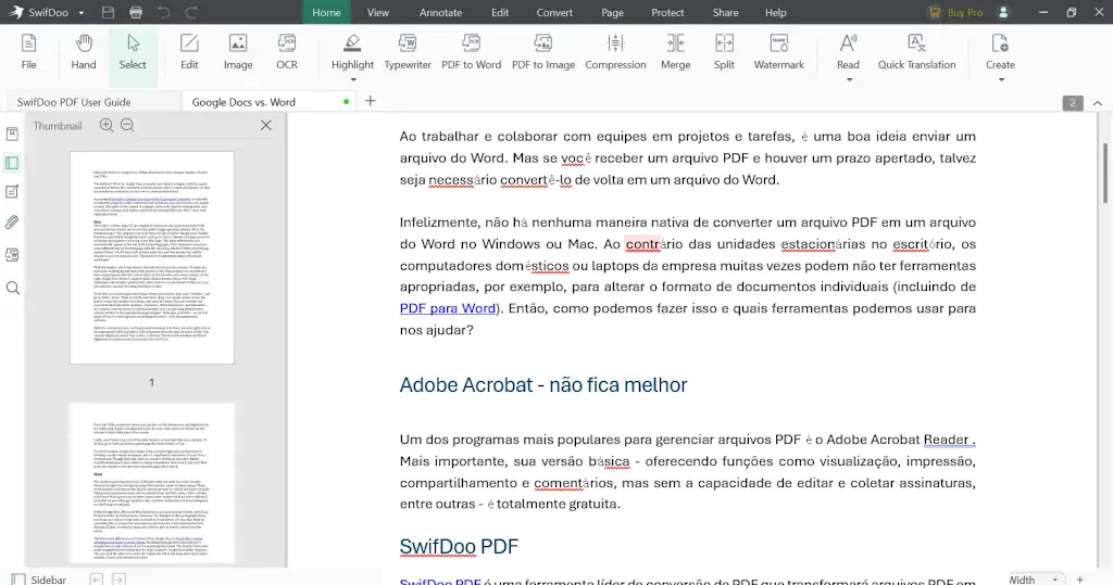 Converter PDF para Word com o Swiftdoo