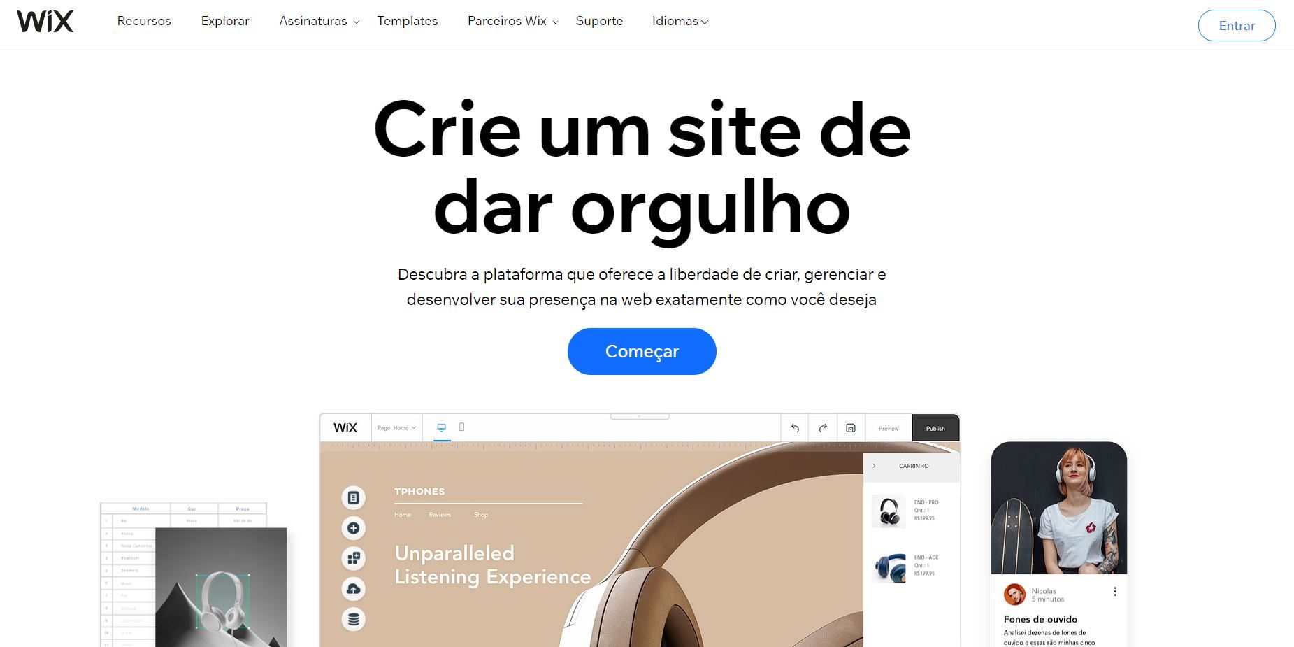 wix criacao de sites gratuitos