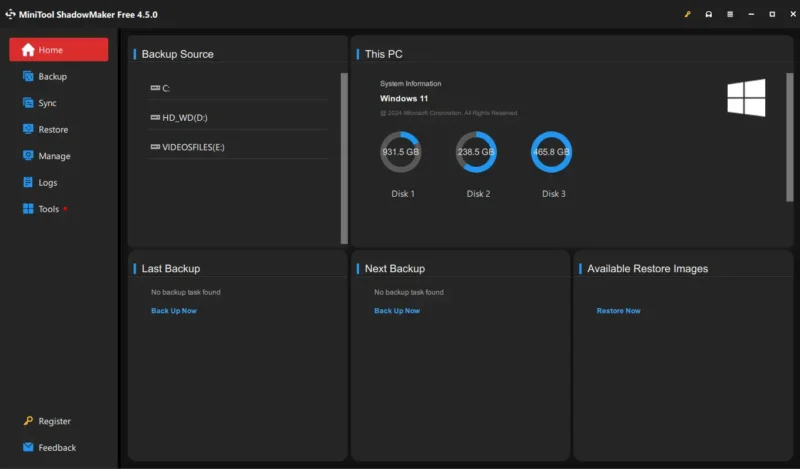 Review MiniTool ShadowMaker 4.5 2