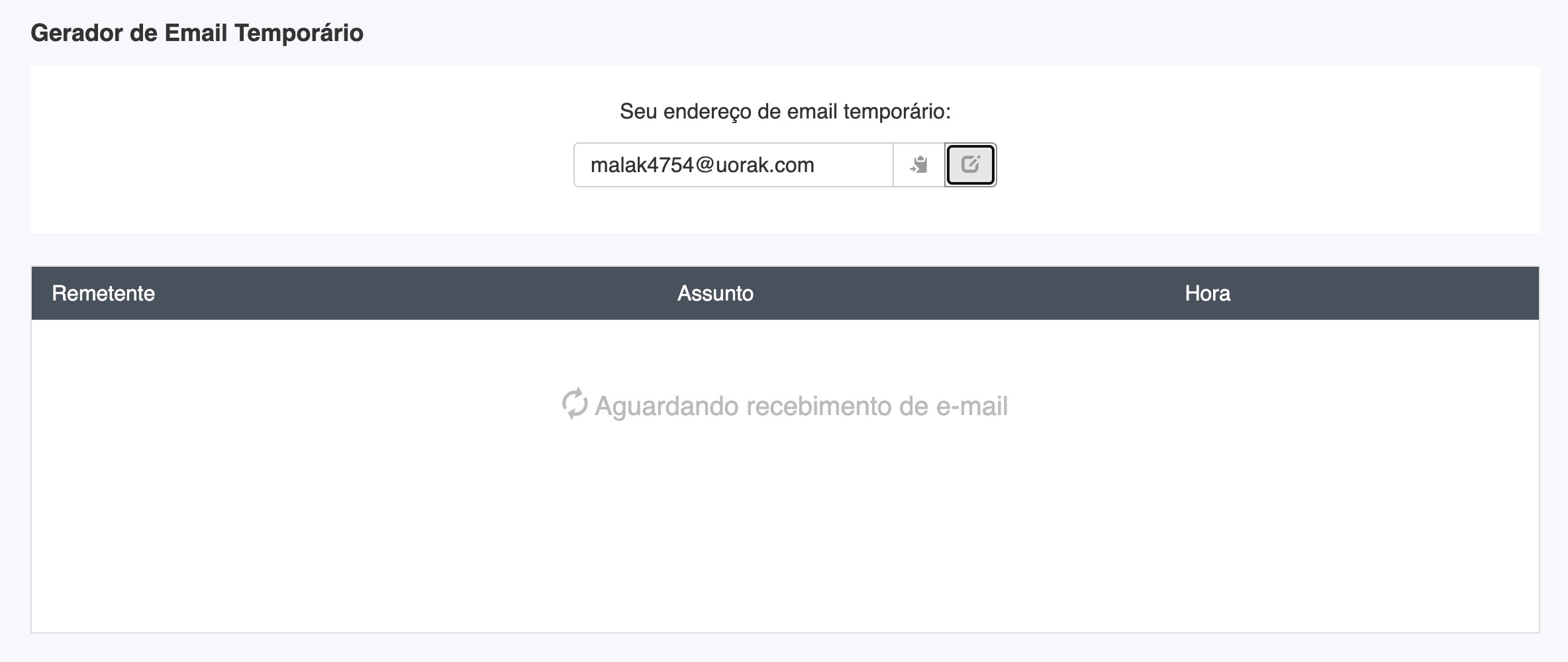 inverterxto endereço de email gerado