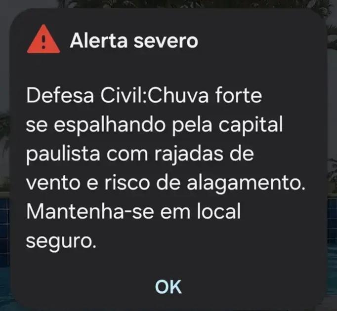 Alerta chuva São Paulo