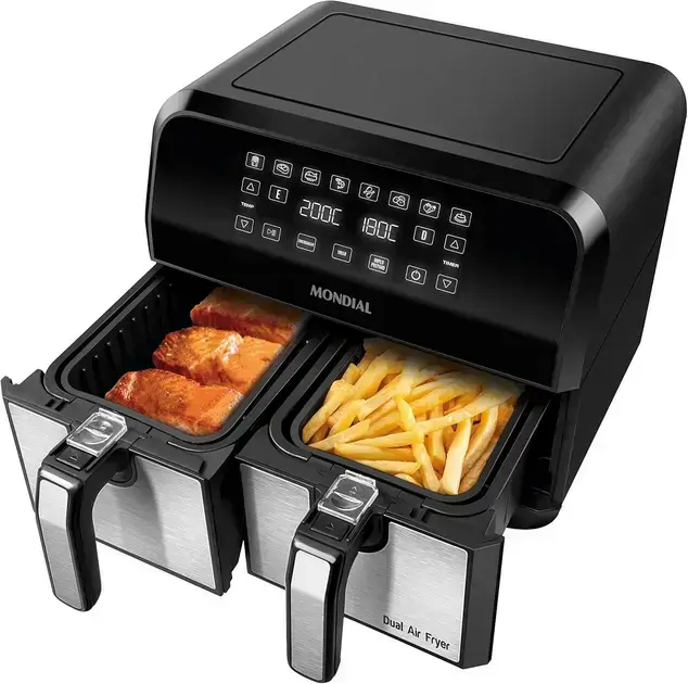 Fritadeira Air Fryer Dual Duplo Cesto 8L