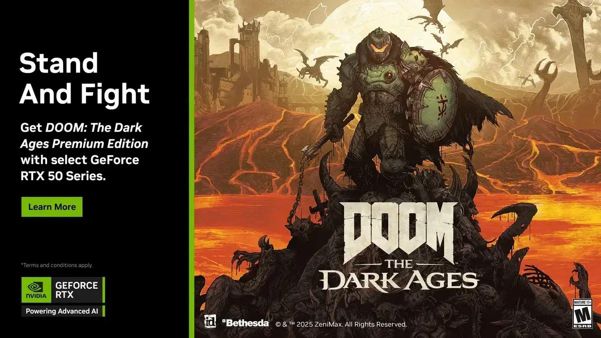 Pacote GeForce RTX 50 Series com DOOM: The Dark Ages Disponível