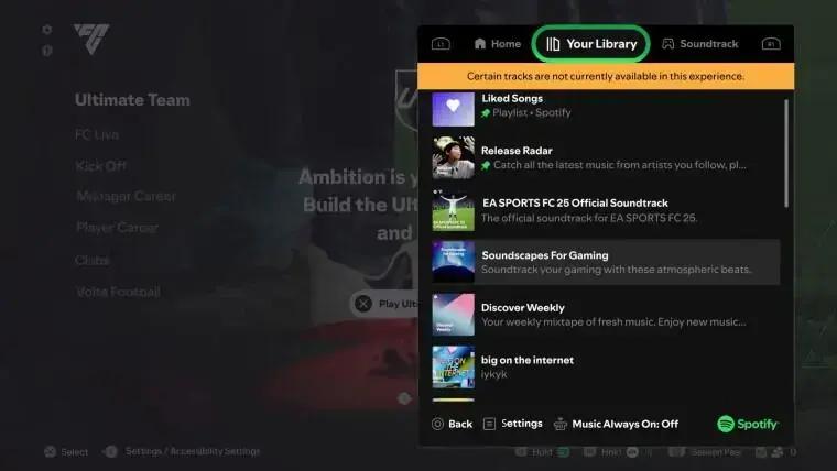 Spotify e EA Sports lançam nova experiência de áudio em EA Sports FC 25