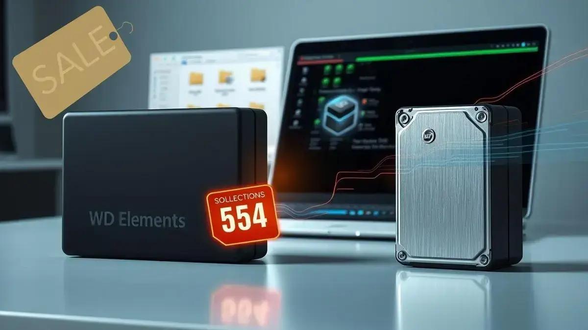 Promoções de HDs externos WD Elements 14 TB e Seagate 16 TB para backup de dados